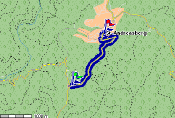 Landkarte: Weg von Sankt Andreasberg nach Silberhütte