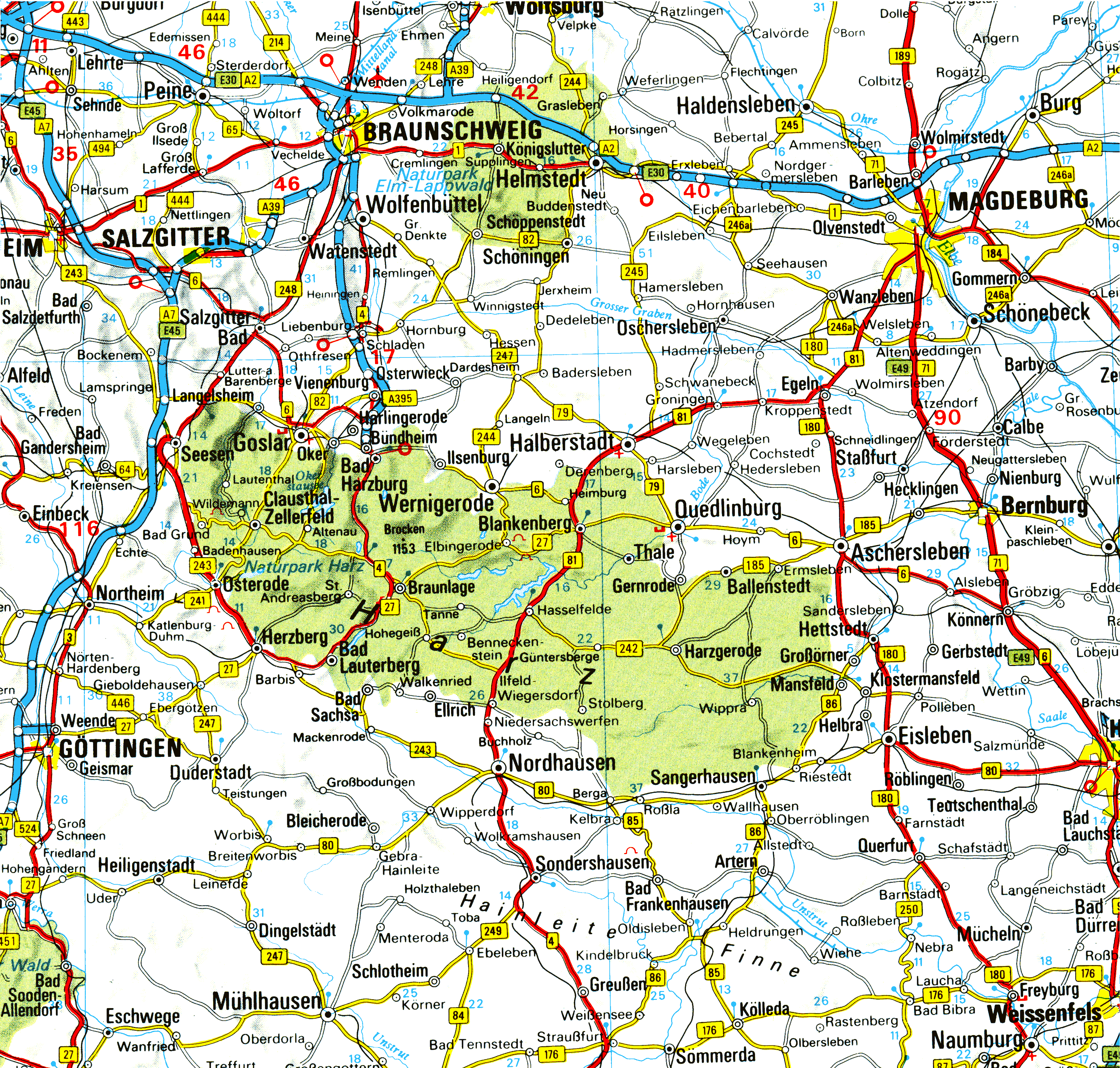 Grossraumkarte vom Harz